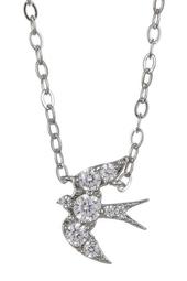 Rhodium Plated Brass Sparrow Pendant Necklace