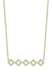 14K Yellow Gold Diamond Accented Lisa Michelle Bar Necklace - 0.22 ctw