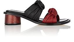 Knotted-Strap Leather Slide Sandals