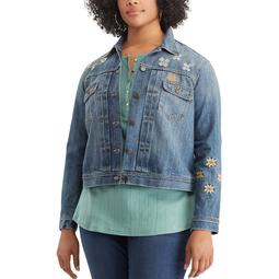 Plus Size Chaps Embroidered Jean Jacket