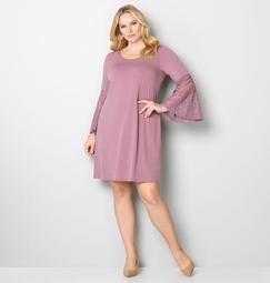 Lace Bell Sleeve A-Line Dress
