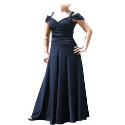Evanese Women's Plus Size Elegant Long Formal Evening Dress with Shoulder bands 1X. Navy