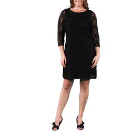 24/7 Comfort Apparel Women's Plus Size Black Lace Dress