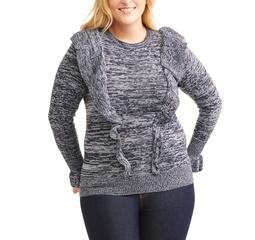 Women's Plus Ruffle Front Sweater