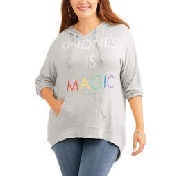 Women's Plus  Pride Kindness is Magic Graphic Sweatshirt