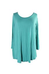 Jm Collection Plus Size Turquoise 3/4-Sleeve Hi-Lo Top 2X