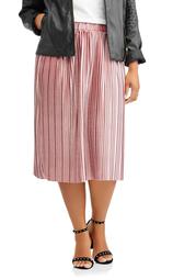 Faded Glory Women's Plus Pleated Velour Flowy Midi Skirt