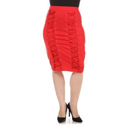 K Glam Women's Plus Lace Up Pencil Skirt