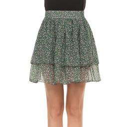 Christmas Clearance! Plus Size Women Floral Print Layered Chiffon Casual Mini Skater Skirt ECBY