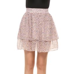 Plus Size Women Floral Print Layered Chiffon Casual Mini Skater Skirt TPBY