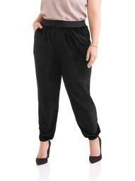 French Laundry Women's Plus Velour Jogger with Pockets