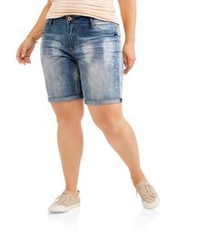 Zanadi Women's Plus Cuffed Longer Length Jean Short
