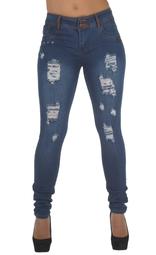 N521P- Plus Size, Colombian Design, Ripped, Destroyed Butt Lift, Skinny Jeans