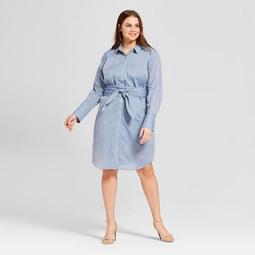 Women's Plus Size Long Sleeve Belted Shirtdress - Who What Wear™