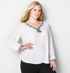 Contrast Embroidered Blouse