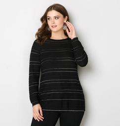 Striped Shimmer Ribbed Pullover