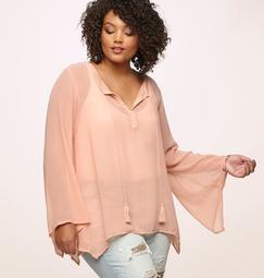 Pink Bell Sleeve Blouse