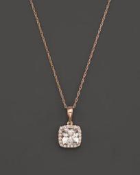 Morganite and Diamond Pendant Necklace in 14K Rose Gold, 18" - 100% Exclusive