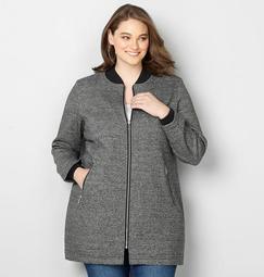 Melange Fleece Zip Front Jacket