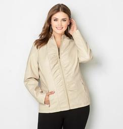 Side Ruched Pleather Jacket