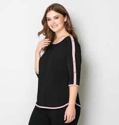 Tipped Button Sleeve Top