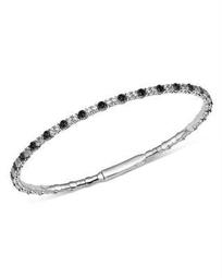 Black & White Diamond Flexible Bangle in 14K White Gold - 100% Exclusive