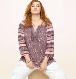 Twin Print Embroidered Top