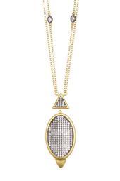 14K Gold Plated Sterling Silver CZ Contemporary Deco Pendant Necklace
