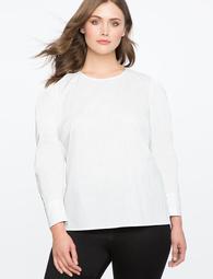 Pleated Puff Sleeve Top Blouse