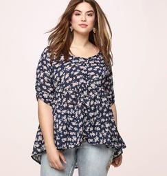 Floral Button Babydoll Tunic