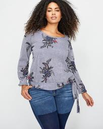 L&L Printed Top with Tie