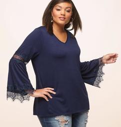 Lace Inset Sleeve Top