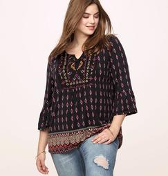 Embroidered Ikat Stripe Top