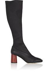 Stretch-Leather Knee Boots