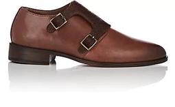 Calf-Hair-Trimmed Double-Monk-Strap Shoes