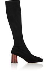 Stretch-Suede Knee Boots