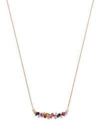 Multicolor Sapphire & Diamond Cluster Curve Pendant Necklace in 14K Rose Gold - 100% Exclusive