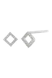Sterling Silver Pave Diamond Open Shape Stud Earrings - 0.16 ctw