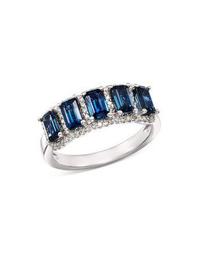 Sapphire & Diamond Ring in 14K White Gold - 100% Exclusive