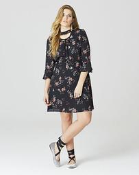 Simply Be Floral Lace Up Front Dress