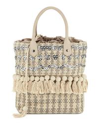Tori Woven Embellished Tote Bag