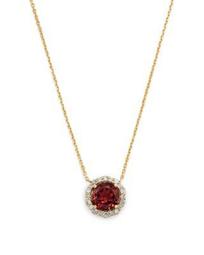 Pink Tourmaline & Diamond Halo Pendant Necklace in 14K Yellow Gold, 16" - 100% Exclusive