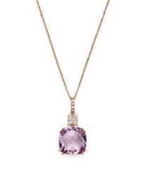 Amethyst & Diamond Cushion Pendant Necklace in 14K Rose Gold, 16" - 100% Exclusive