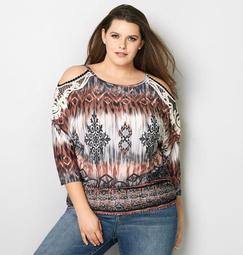 Abstract Crochet Cold Shoulder Top