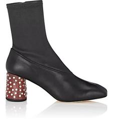 Studded-Heel Leather Boots