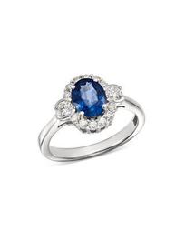 Sapphire & Diamond Oval Halo Ring in 14K White Gold - 100% Exclusive