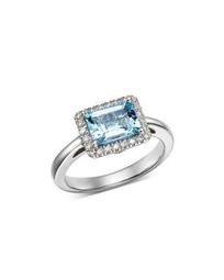 Aquamarine & Diamond Ring in 14K White Gold - 100% Exclusive