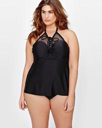 Cactus Underwire Laced-Up Tankini Top
