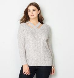 Criss Cross Cableknit Pullover