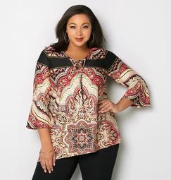 Medallion Lace-Up Asymmetrical Top